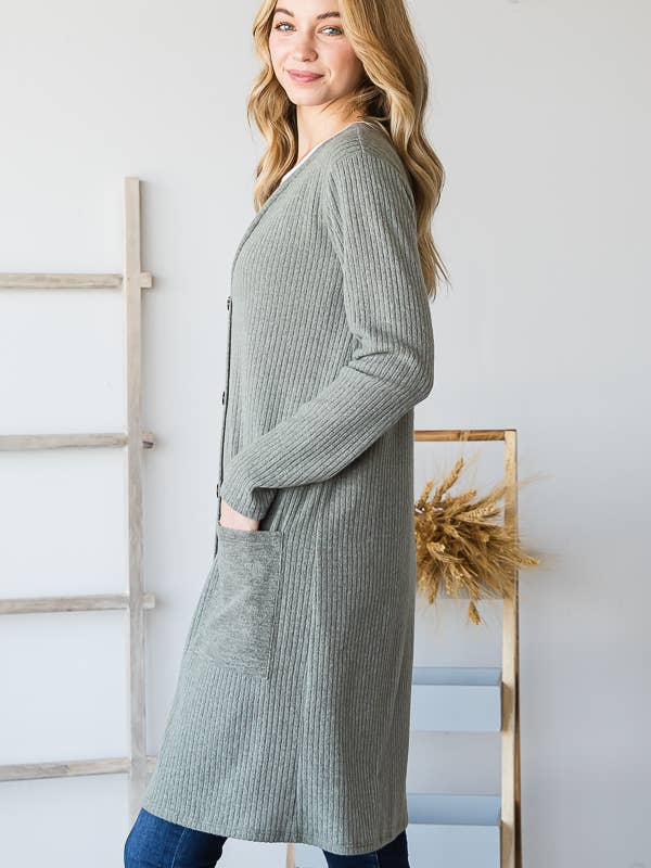 Pink Irene Wholesale - Vendita all'ingrosso Cardigan - Donna - CARDIGAN A COSTE TINTA UNITA CON TASCA A TINTA UNITA10