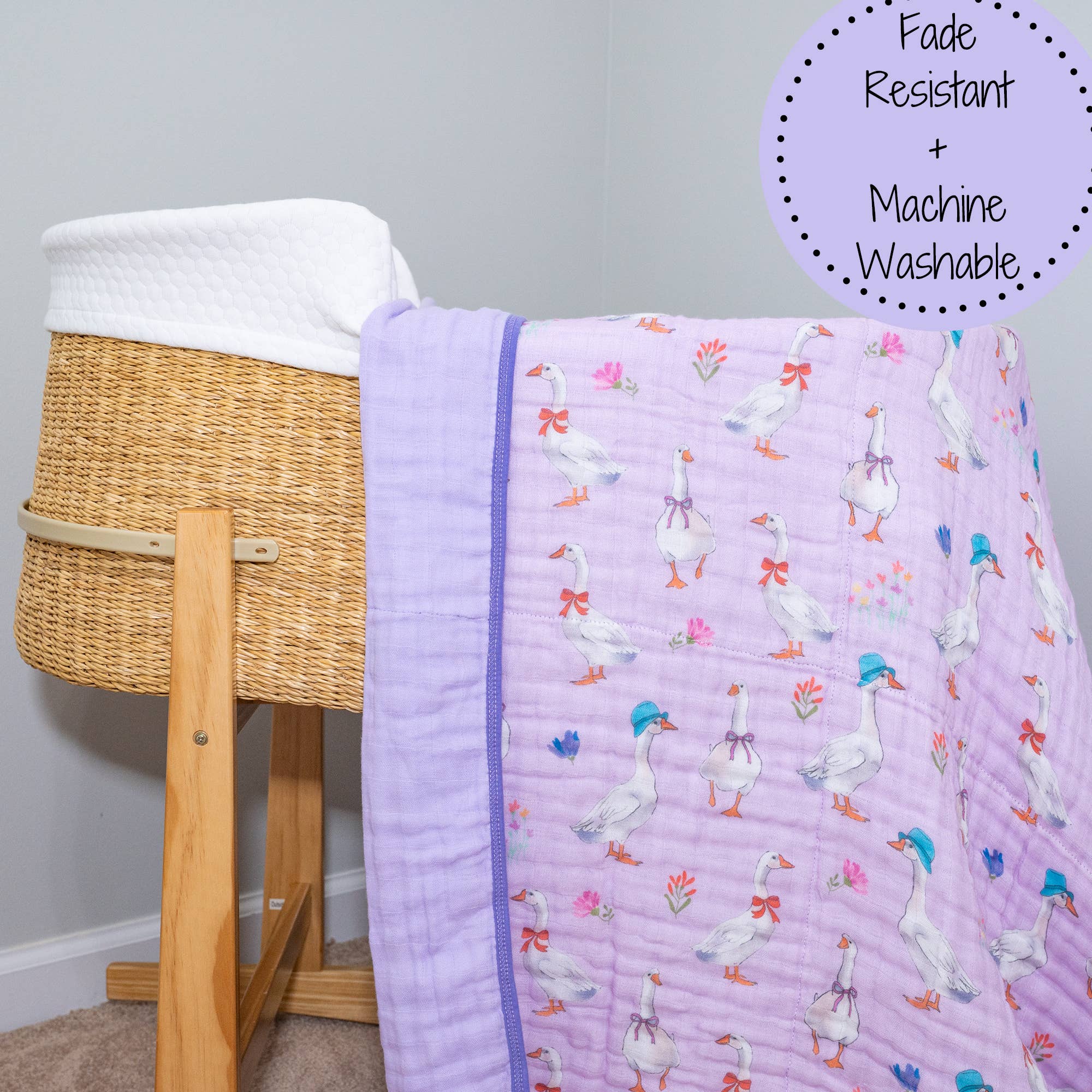 LollyBanks – wholesale Bedding blanket – Kids & Baby – Cute Goose Baby Toddler Cotton Muslin Blanket  47"x47"6