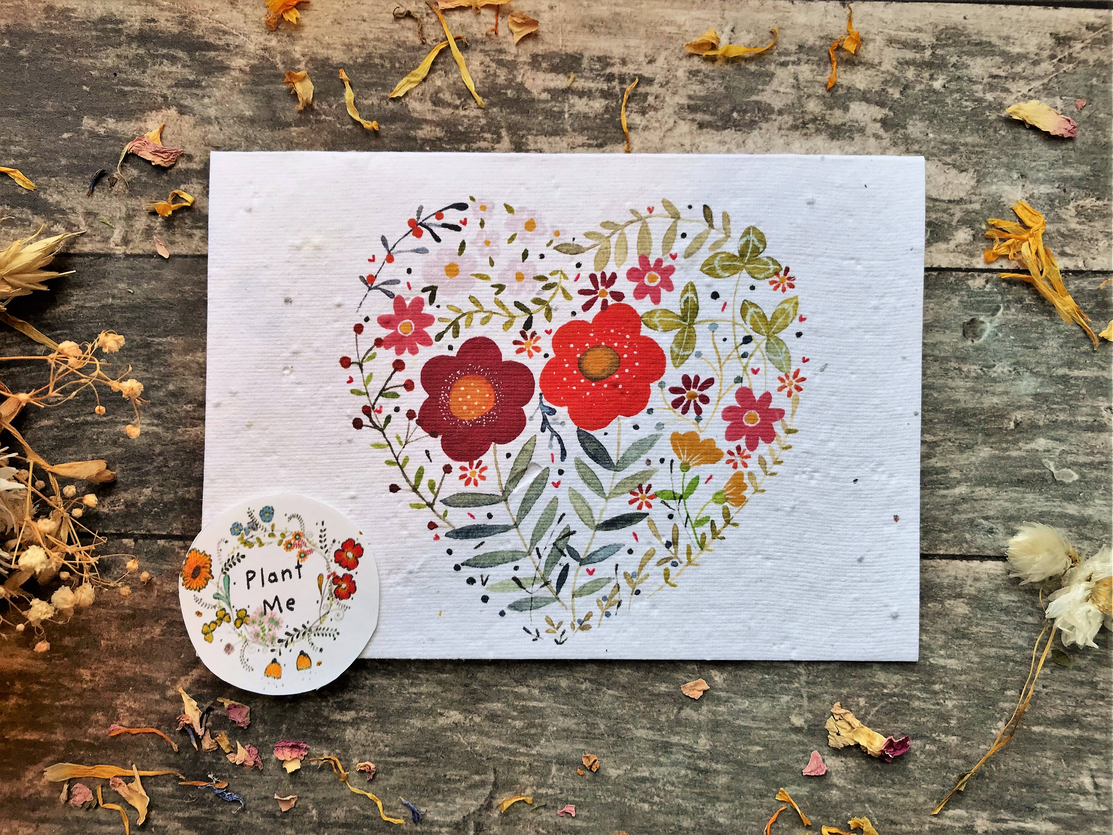 Erika's Whimsical Art – wholesale Love card – Plantable  Seed Paper Floral Heart Card1