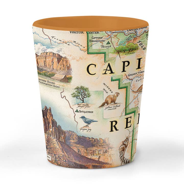 Carte du parc national de Capitol Reef, verre à liqueur en céramique, 1,5 oz - pour la vente par XPLORER MAPS