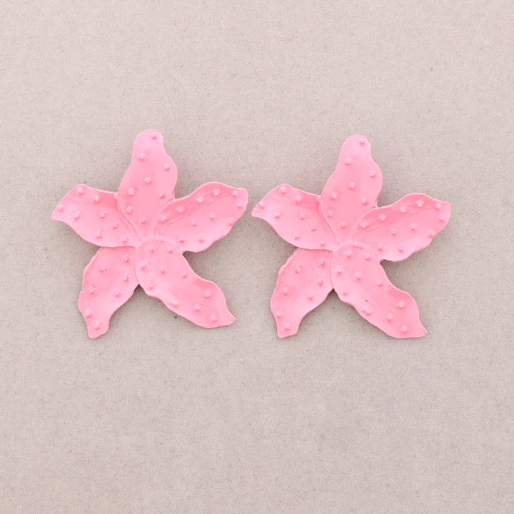 Flower Metal Enamel Pressure Earrings for wholesale by Sonata