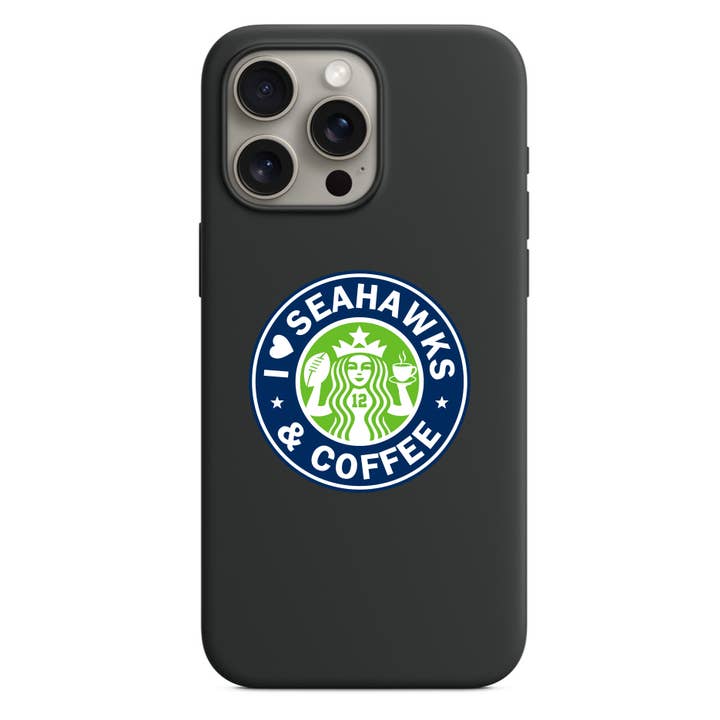 Discovery Stickers - Wholesale Sticker - I Love Seahawks & Coffee Vinyl Sticker