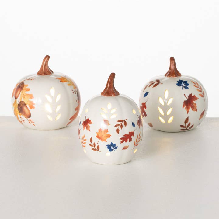 Sullivans Home Decor - Wholesale Decorative Tabletop Object - Leaf Pumpkin Set 3