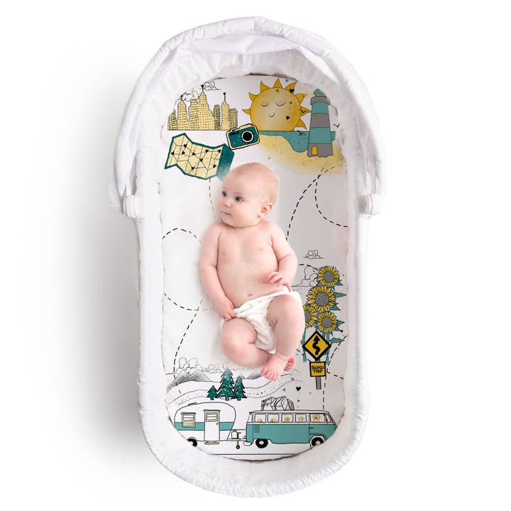 Lençol de berço ajustado - Viagem por estrada por atacado de Jump Off Jo