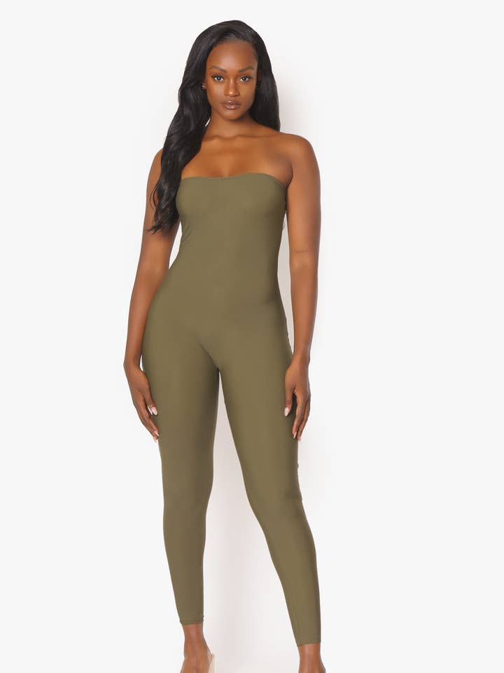 Olive Tube Catsuit for wholesale by Playsuit Apparel