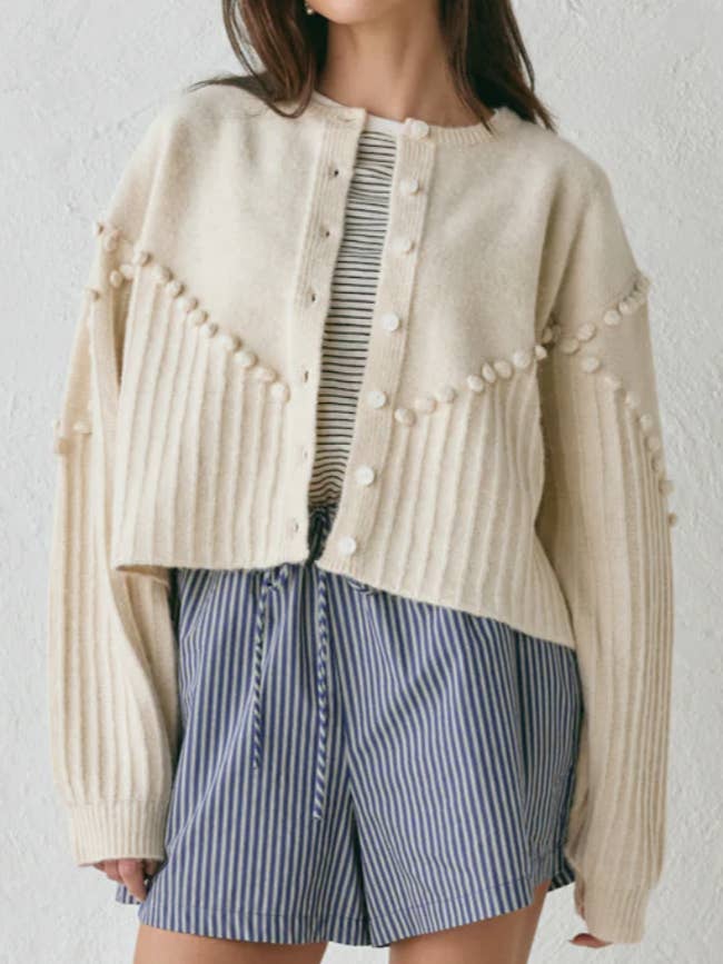 POM POM SWEATER CARDIGAN for wholesale by ACOA COLLECTION