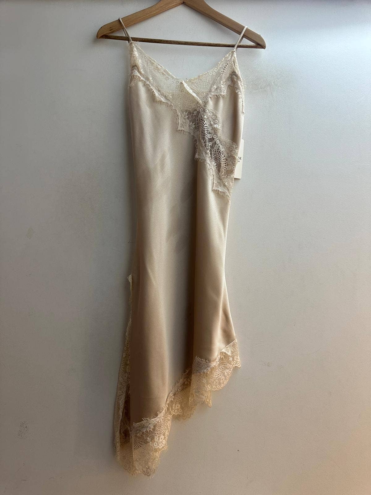 LORIANE - Wholesale Dress - Women's - 10400RO Asymmetrical short strap satin dress0