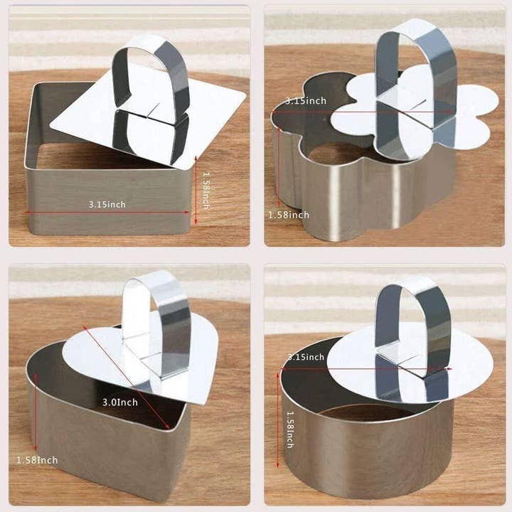 VIGOR - Wholesale Cake Pan - 3D Cake Molds with Pusher Lifter Cooking Rings Set of 4