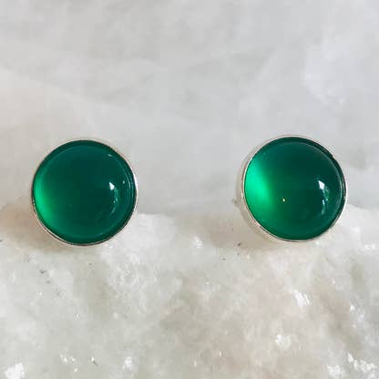 Ohrstecker - 925er Silber und grüner Achat für den Großhandel von CocoonMe