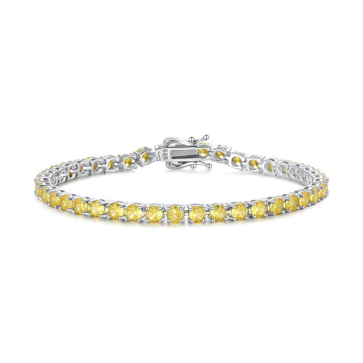 "Spirit Renewal" Yellow Citrine Tennis Sterling Silver Bracelet for wholesale by Fanci Me Jewelry