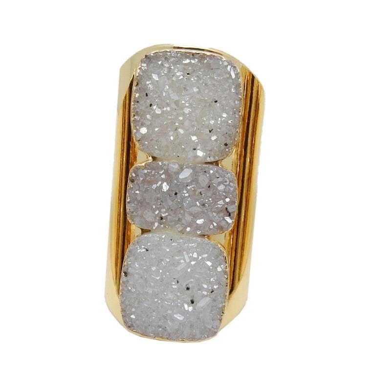 Rock Paradise – wholesale Cocktail/statement ring – Titanium Druzy Crystal Adjustable Ring11