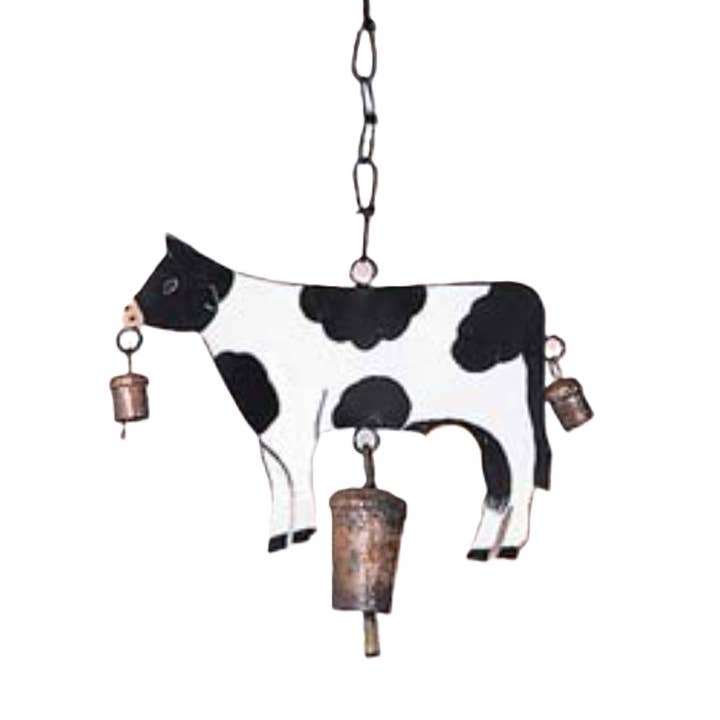 Import Corner - Wholesale Wind Chime - A-33777: METAL WINDCHIME COW 8"L