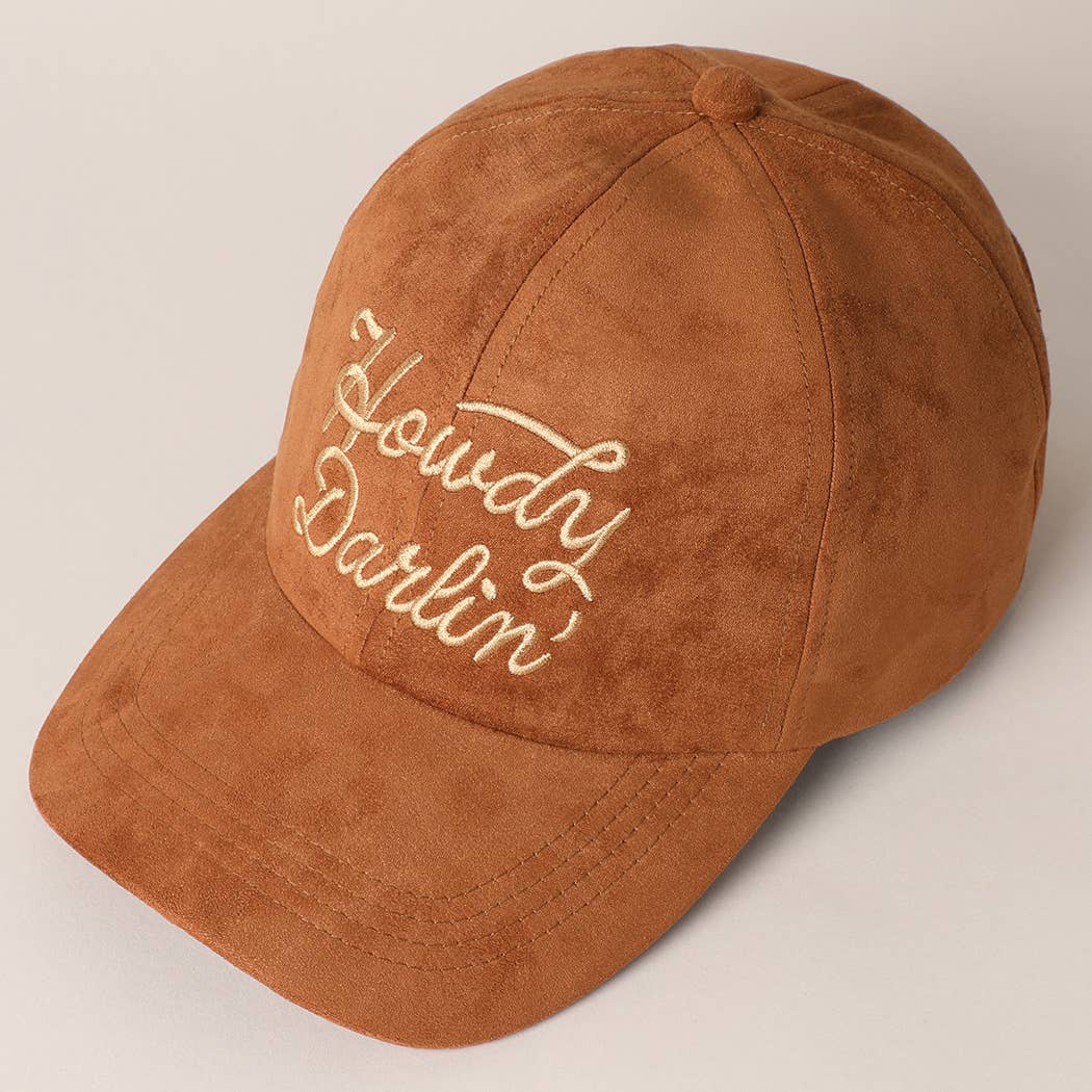 Fashion City - Wholesale Baseball Cap - Women's - Howdy Darlin' Embroidery Suede Baseball Cap4