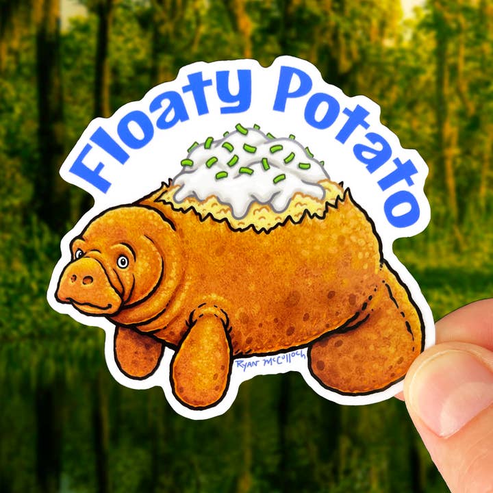 Ryan McCulloch Art - Wholesale Sticker - VINYL STICKERS: Floaty Potato Manatee