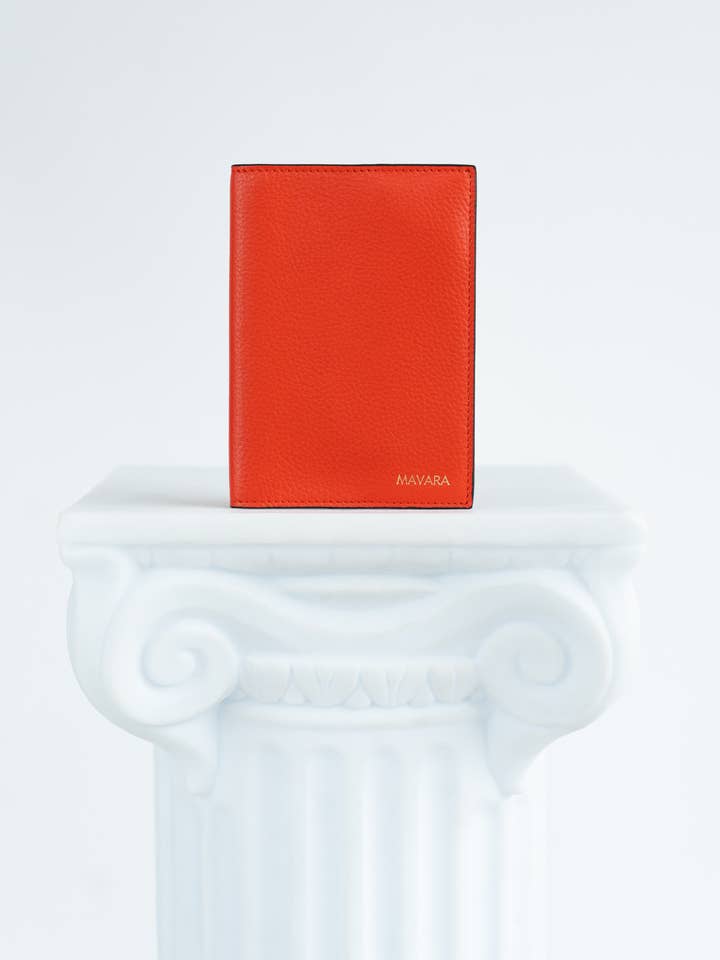 Red Elegance Leather Passport Cover for wholesale by MAVARA