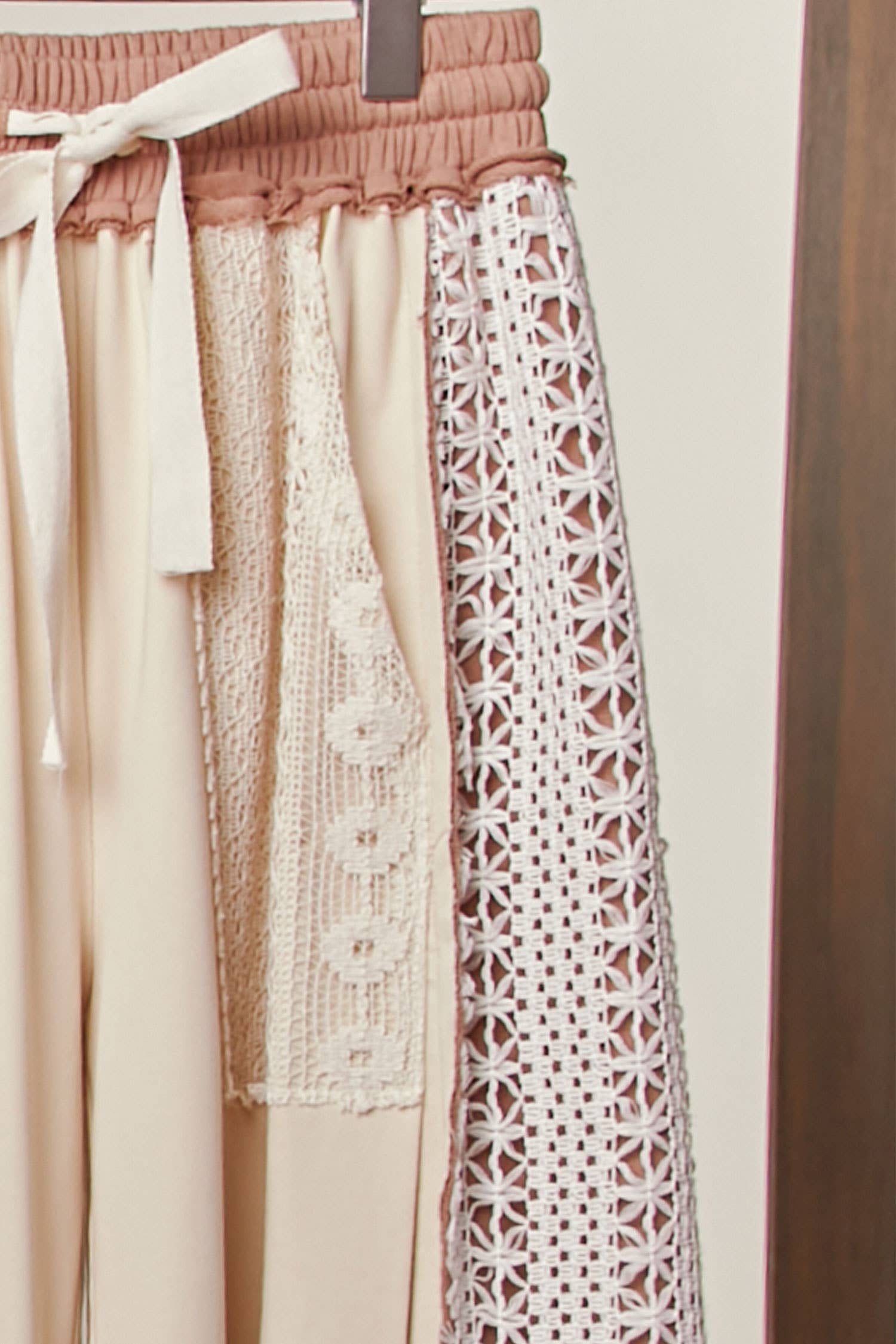 Multi Lace Accents Patchwork Maxi Pants for wholesale on Faire9