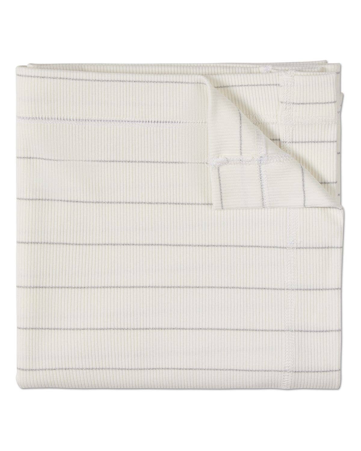 White Metallic Striped Side Zipper 3 PC Footie Set for wholesale on Faire2