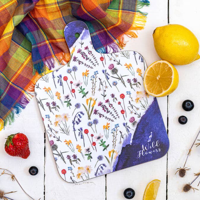 Wildflowers Mini Chopping Board for wholesale by Sarah Leask Studio