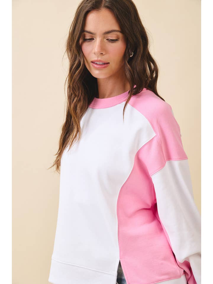 AEMI + CO - Wholesale Sweatshirt - Women's - 9106FK Colorblock Terry Pullover Sweatshirt9