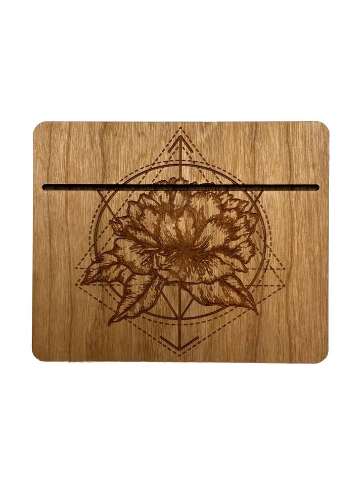 Geometric Flower Tarot Card Holder for wholesale by Woodcutts Inc.