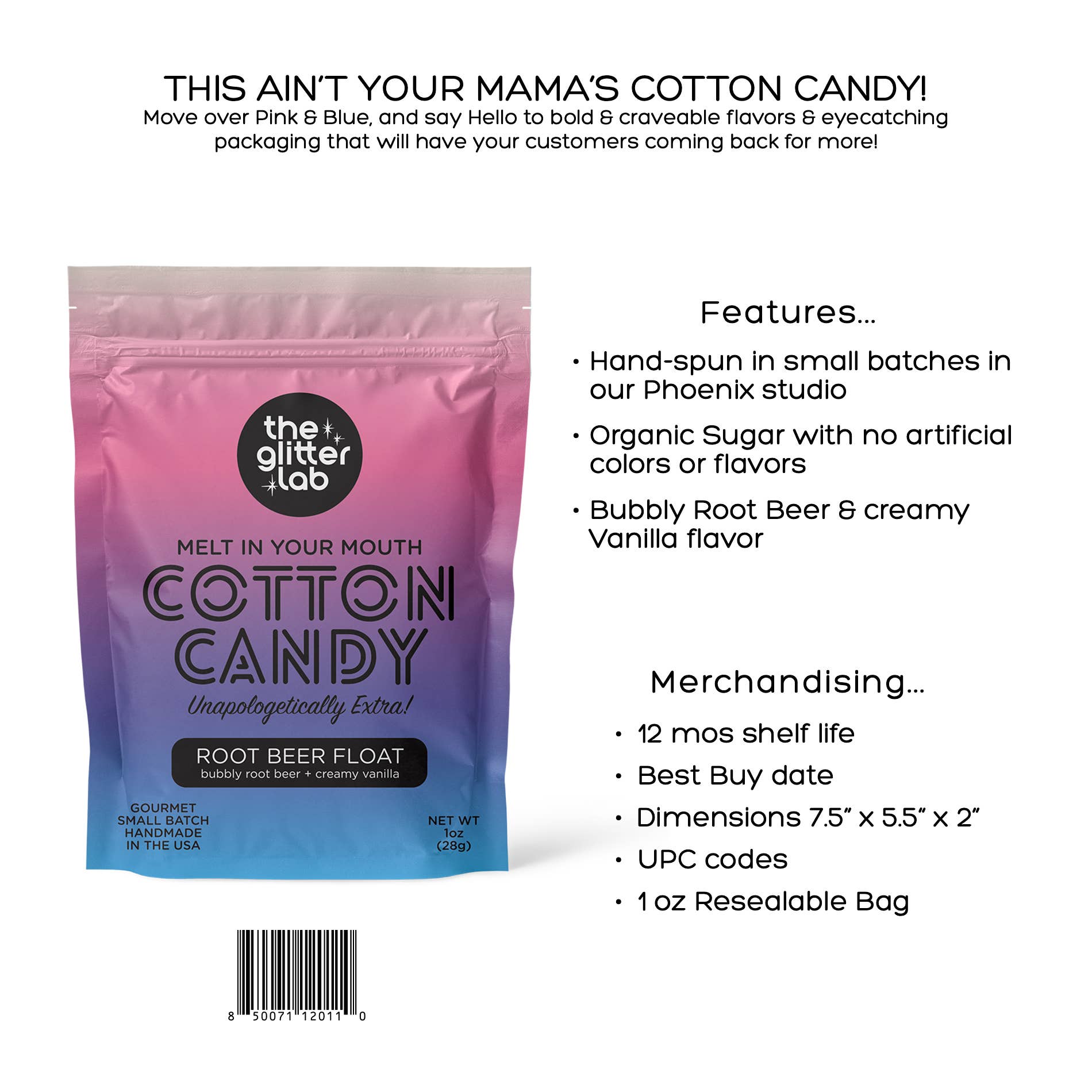 The Glitter Lab – Engroshandel Candyfloss – Root Beer Float gourmet skumfidus - små partier1