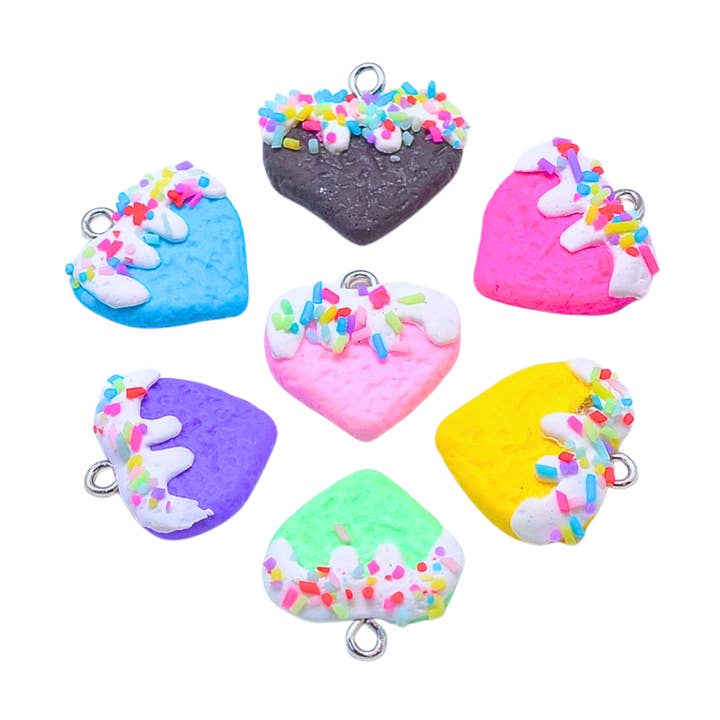 Iced Heart With Sprinkles Lanyard Charm - Assorted for wholesale by The Charm Bar Company