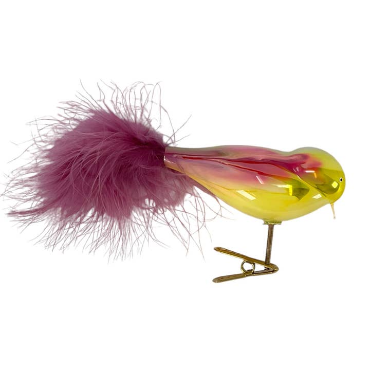 Multi Color Bird Clip-on Polish Glass Christmas Ornament for wholesale by Pinnacle Peak Trading