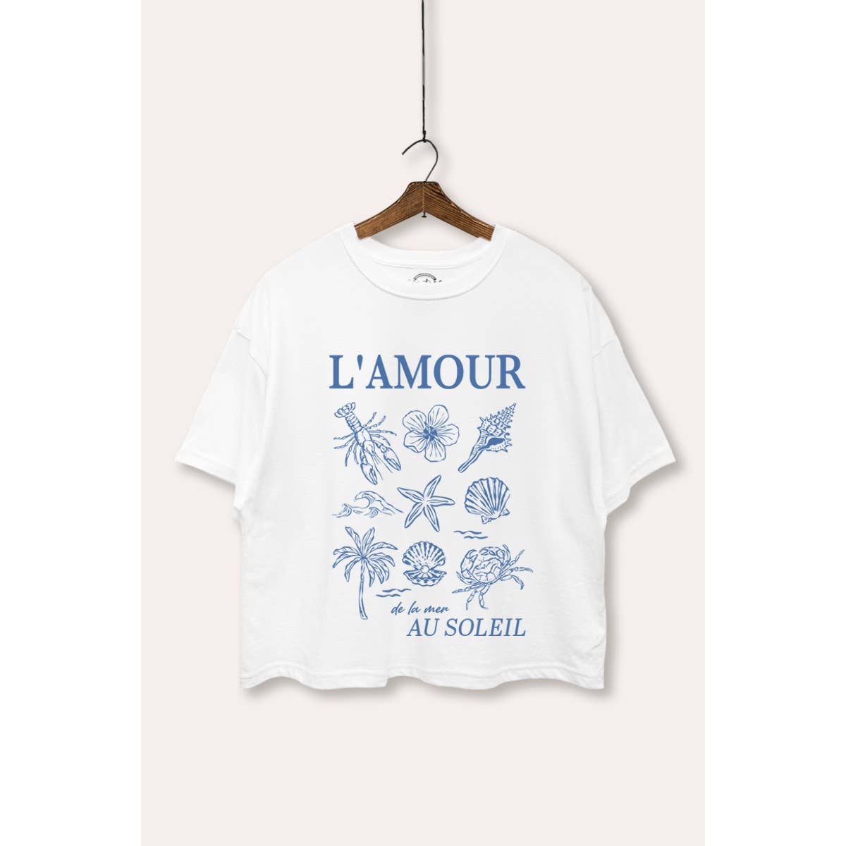 PINK NABI - Wholesale T-Shirt (Graphic) - Women's - L'AMOUR AU SOLEIL COASTAL GRAPHIC BOXY CROP TOP0