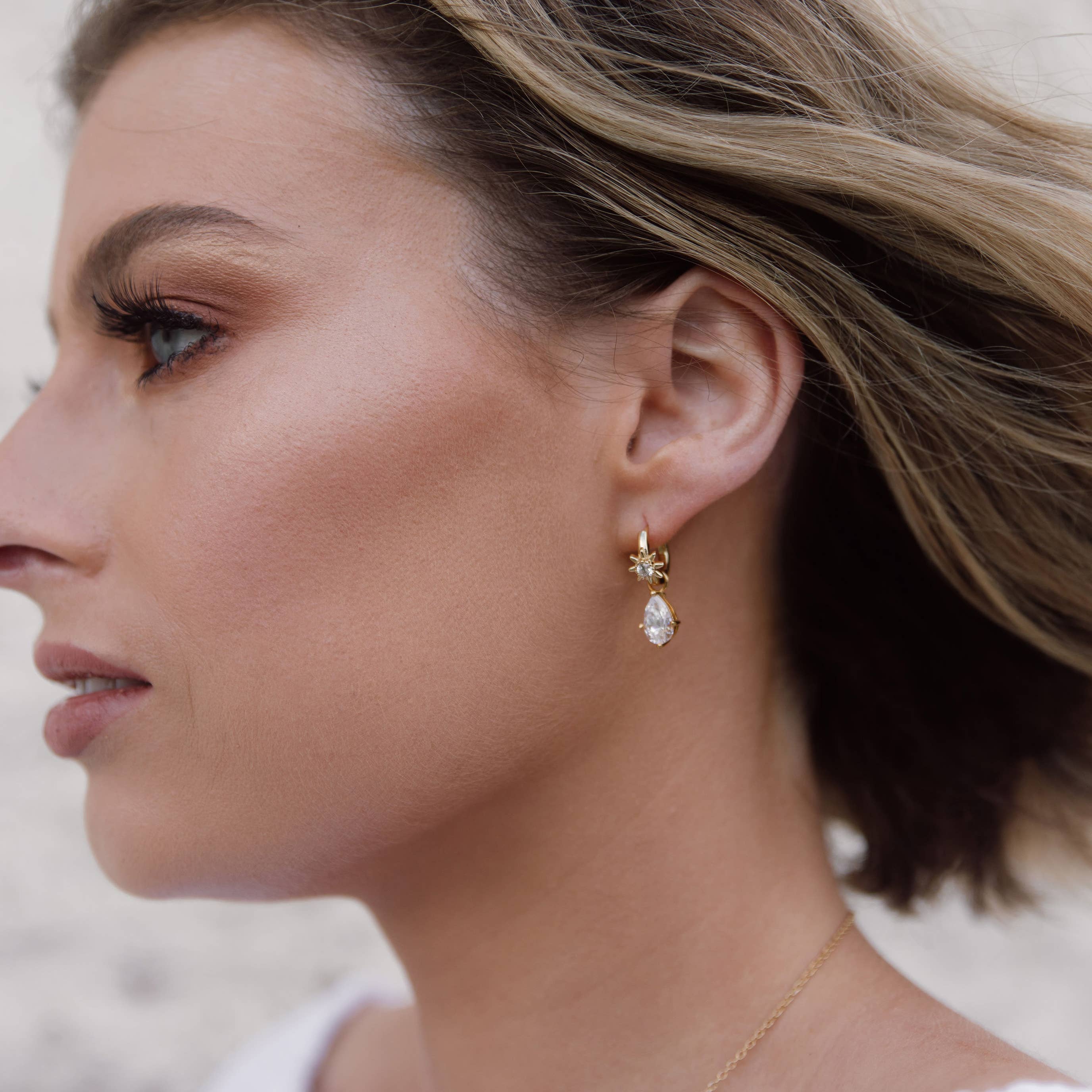 My Jewellery Story - Vente Petits anneaux - Créoles Polaris Star Mix avec cristaux transparents ST|2-9060-RCLR3