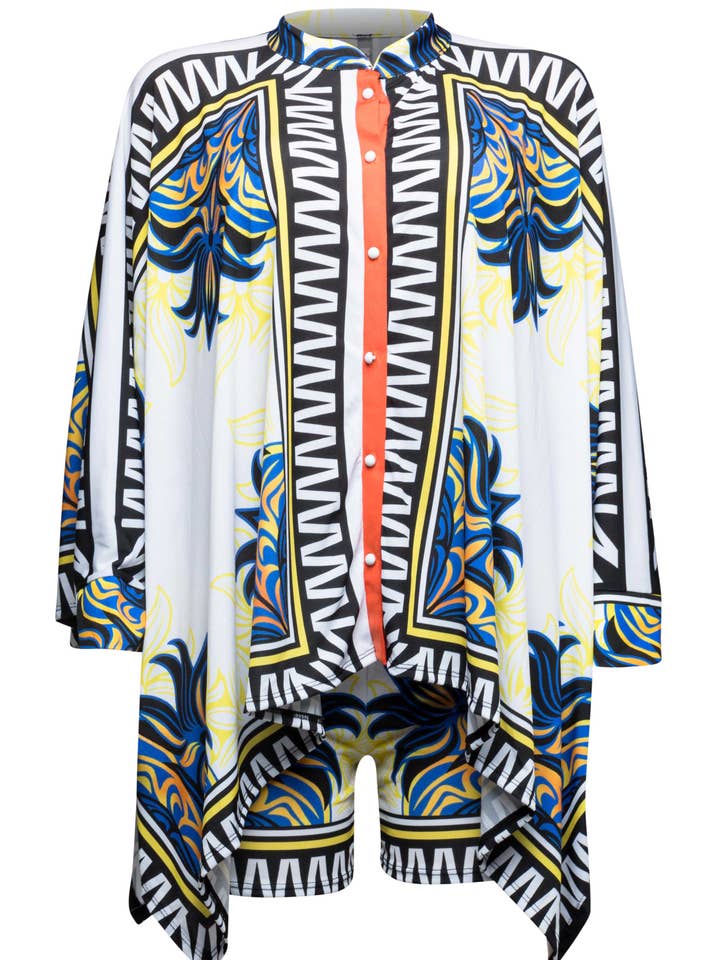 Button down kimono top & shorts set for wholesale by K Too