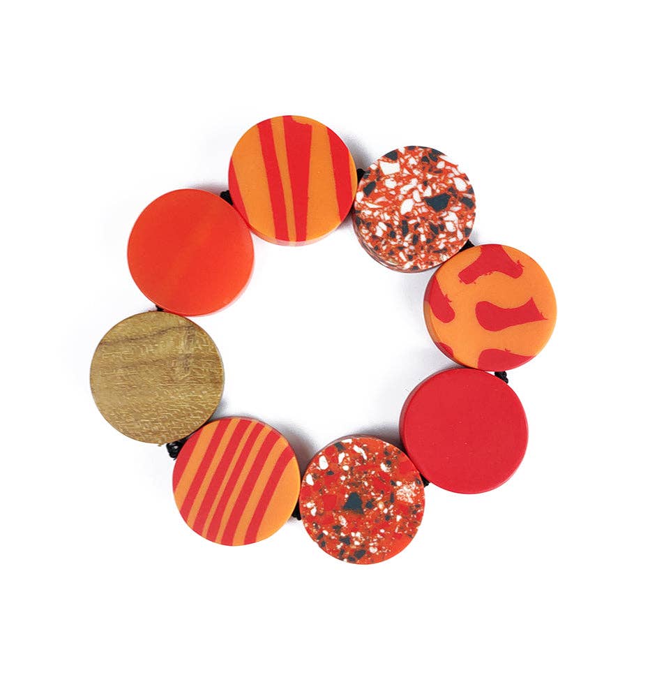 NOA ECCO - Wholesale Beaded Bracelet - Elastic bracelet with wooden discs, terrazzo, and resin in color0