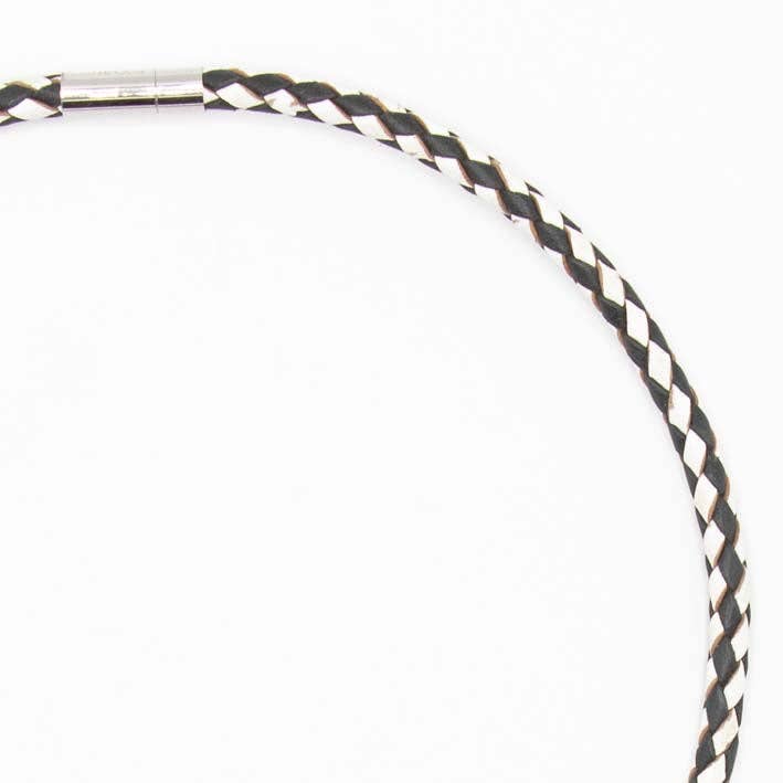 Collar de piel auténtica de 1 línea, trenzado en blanco y negro para venta al por mayor de FATES, style with a story