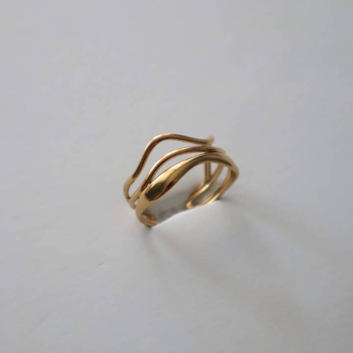 JESSA Jewelry - Wholesale Cocktail/Statement Ring - Wavy Ring | Adjustable Multilayer Ring2