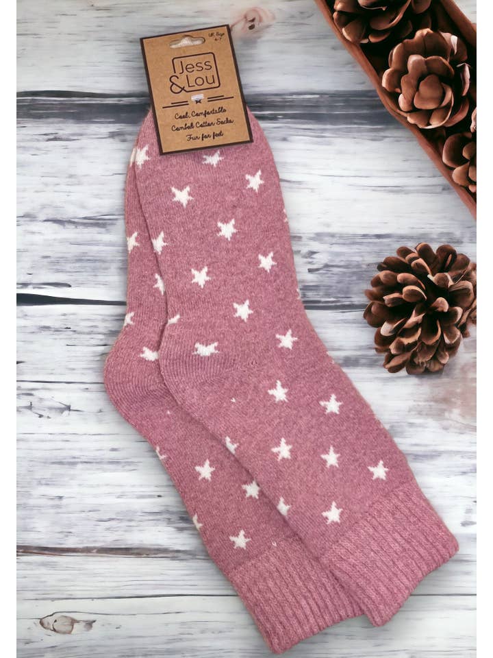 Jess & Lou - Venta al por mayor Calcetines - Mujer - Calcetines de Estrellas Elegantes Acanalados