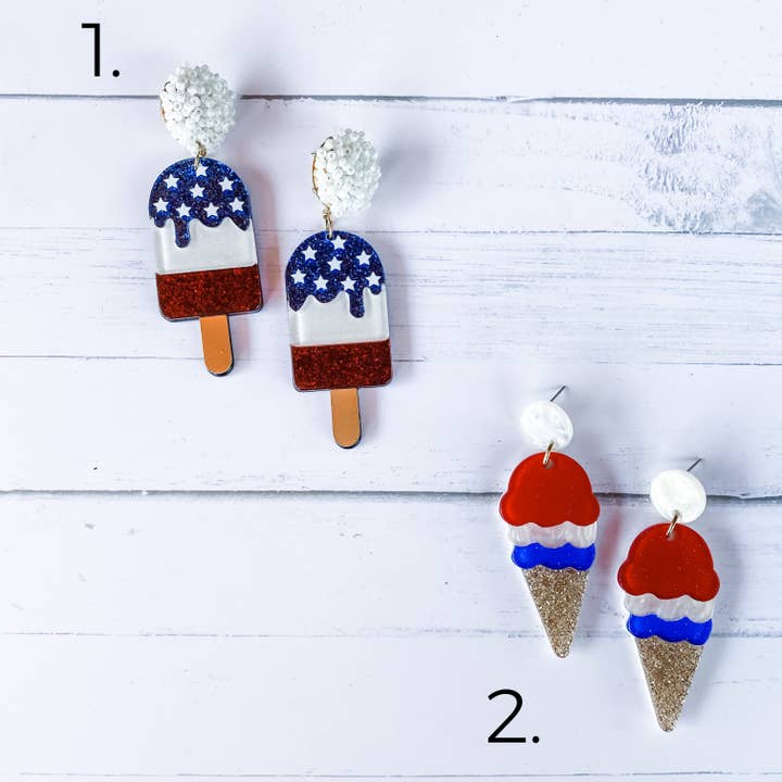 Natalie Fox Studio - Wholesale Dangle Earrings - Red, White and Celebrate Fourth of July Earrings1