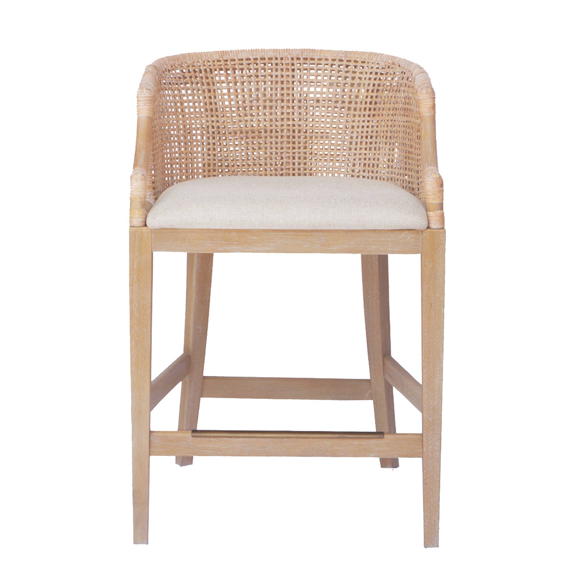 Olliix - Wholesale Stool - Natural Whitewash 25"H Handcrafted Rattan Counter Stool2