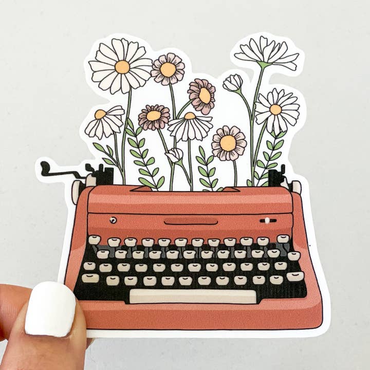 Retro Typewriter Sticker | Waterproof Vinyl Sticker for wholesale by JLM Design Co.
