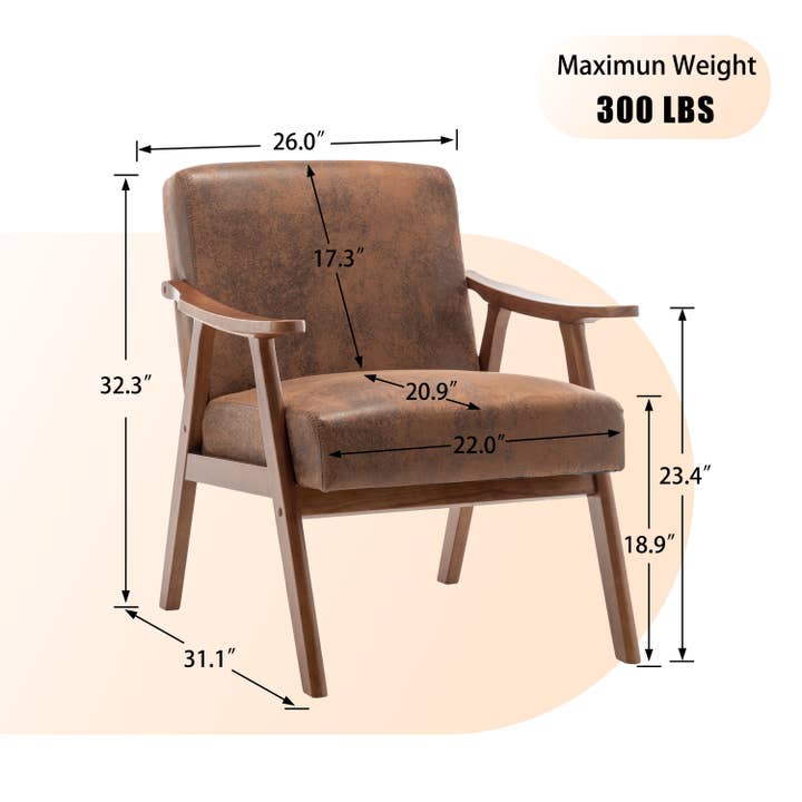 39F Inc. - Wholesale Chair - Mid-Century Modern Wingback Accent Chair Brown Fabric2