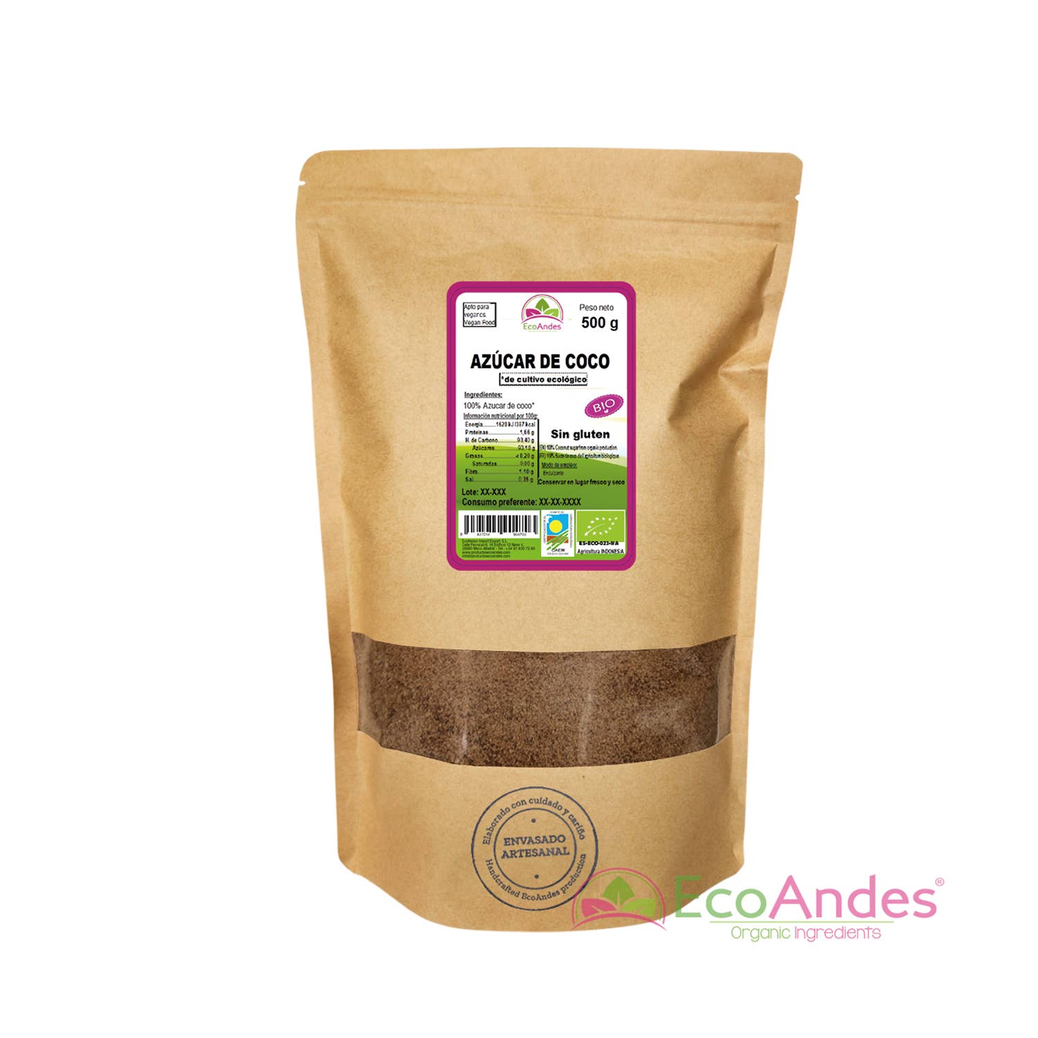ECOANDES - Wholesale Sugar/Sweetener - Coconut sugar 500g - BIO