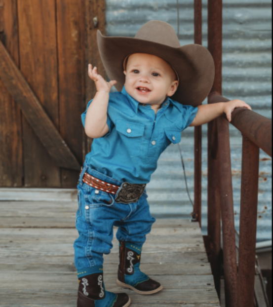 Shea Baby - Wholesale Bodysuit (Non-Footed) - Baby - Light Denim Short Sleeve Onesie - BOY032