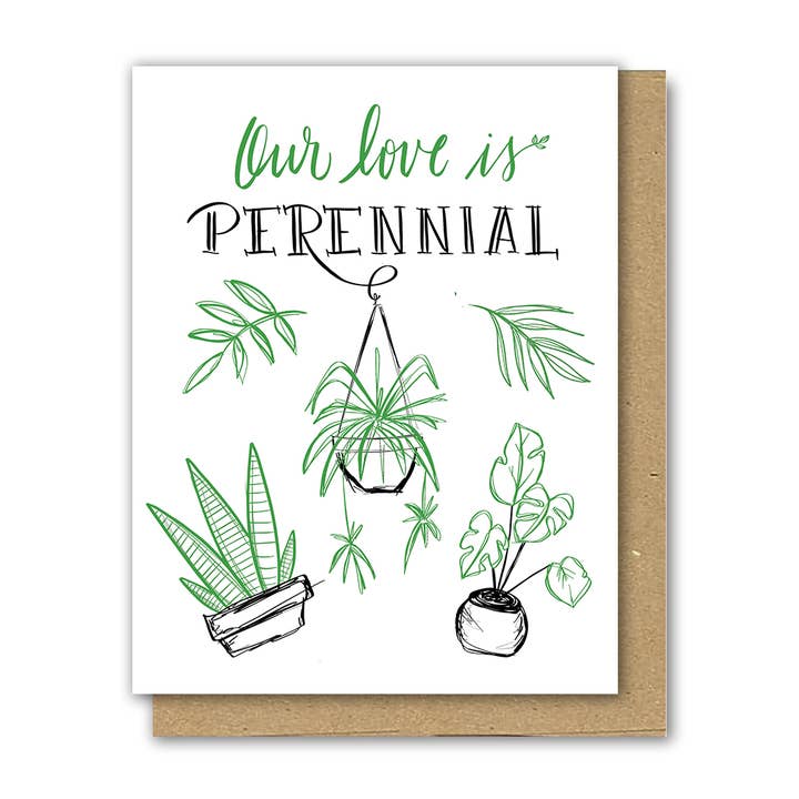 Dancing Pen & Press - Venta al por mayor Tarjetas de amor - Tarjeta de felicitación Letterpress «Nuestro amor es perenne»