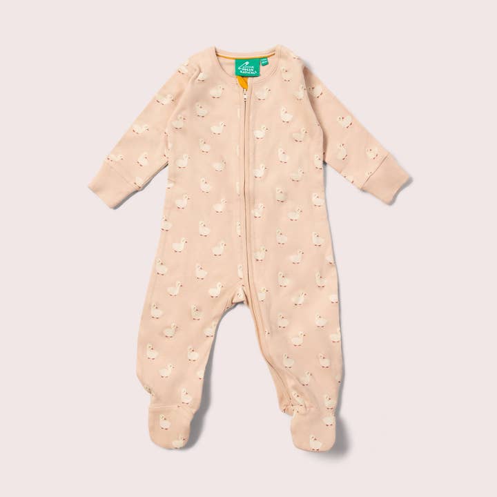 Grenouillère biologique à zip Puddle Ducks pour la vente par Little Green Radicals EU