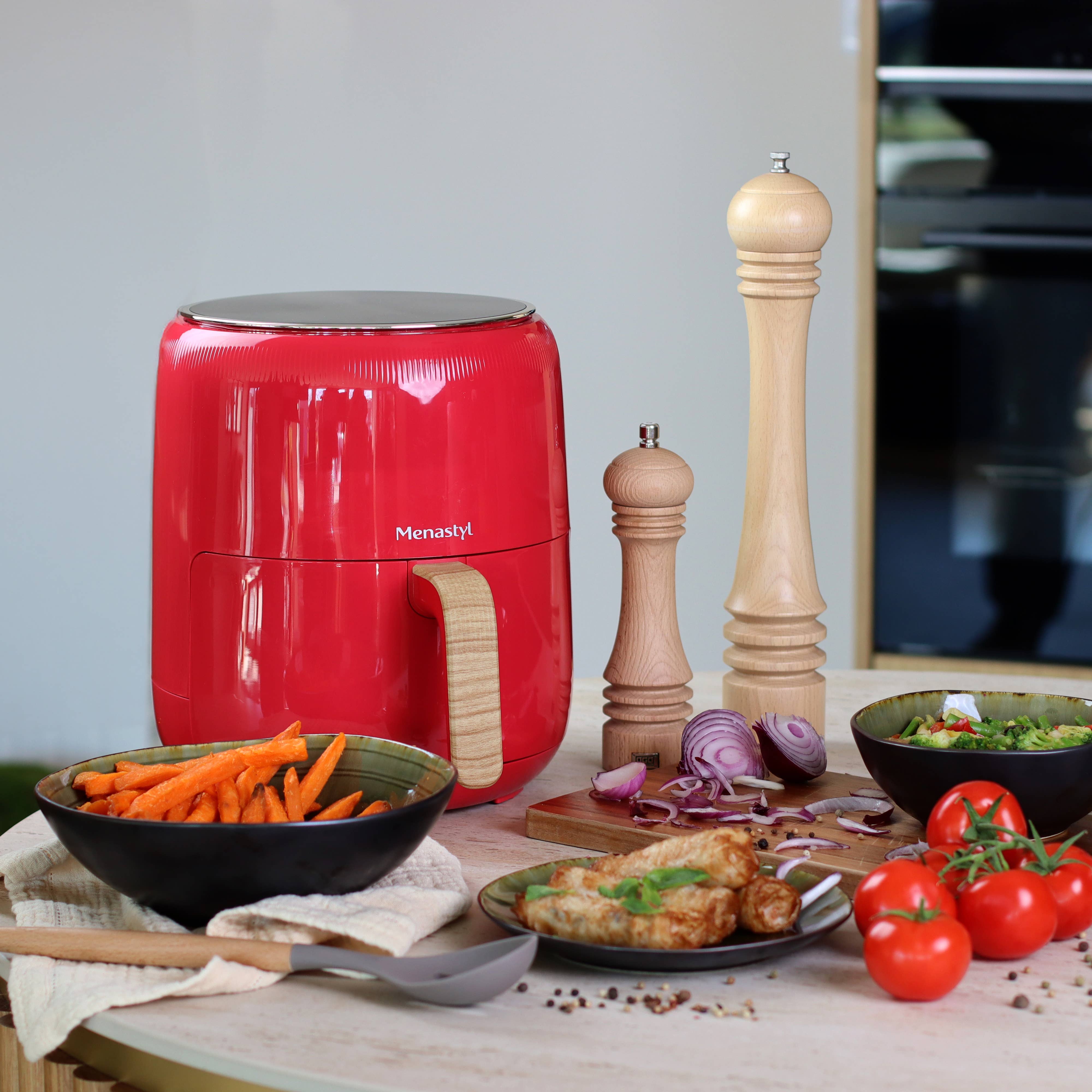 Menastyl - Wholesale Kitchen Appliance - Oil-free fryer 4.5l colorama magenta wood effect handle4