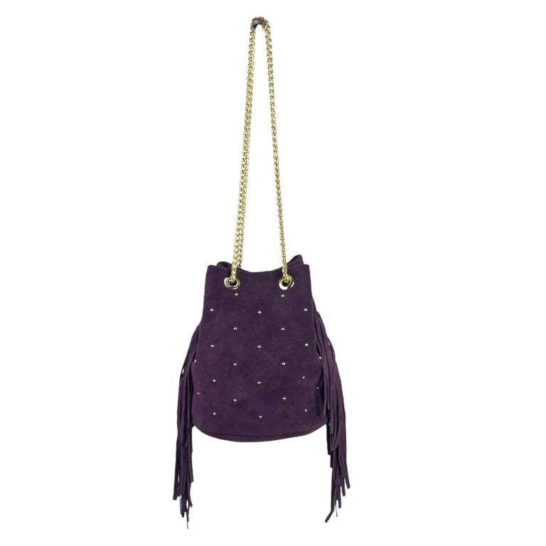 Chenson & Gorett - Wholesale Shoulder Bag - Women's - Women's Leather Bag with Side Fringe and Studs. Sales3