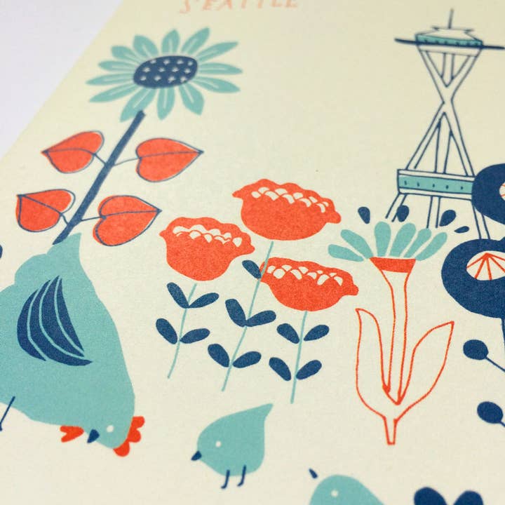 Honeyberry Studios - Vente Carte de vœux classique - Carte de vœux vintage Chicken From Seattle3