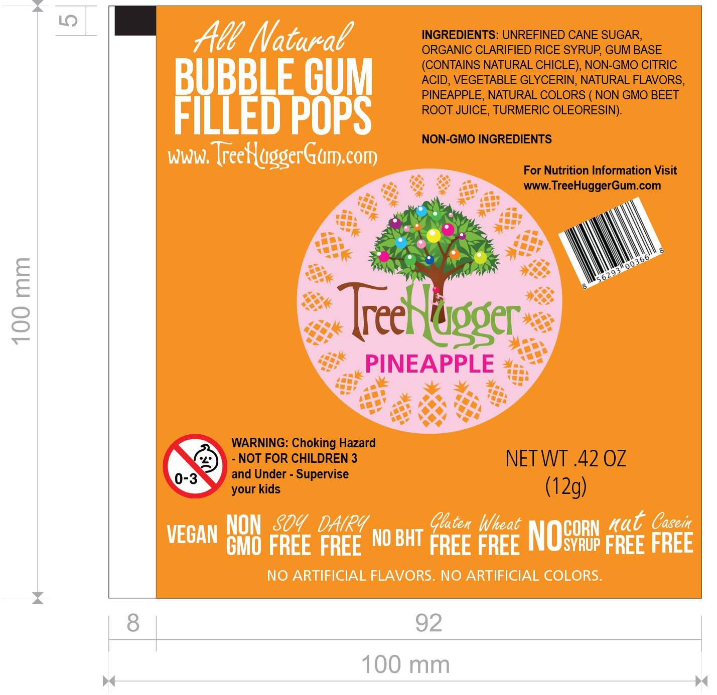 Tree Hugger Gum and Bubble Gum Filled Candy - Wholesale Chewing Gum - Tree Hugger Bubble Gum Filled Pops -12 Pops Per Bag7