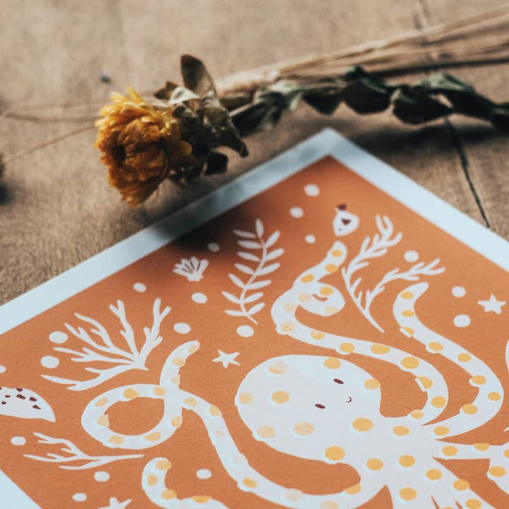 Slow Sunday - Wholesale Art Print - ‘Occy Octopus’ Friendly Sea Creature Fine Art Print For Children11