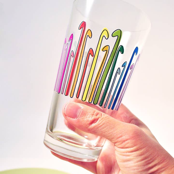 Colorful Crochet Pint Glass for wholesale by The Pudgy Rabbit