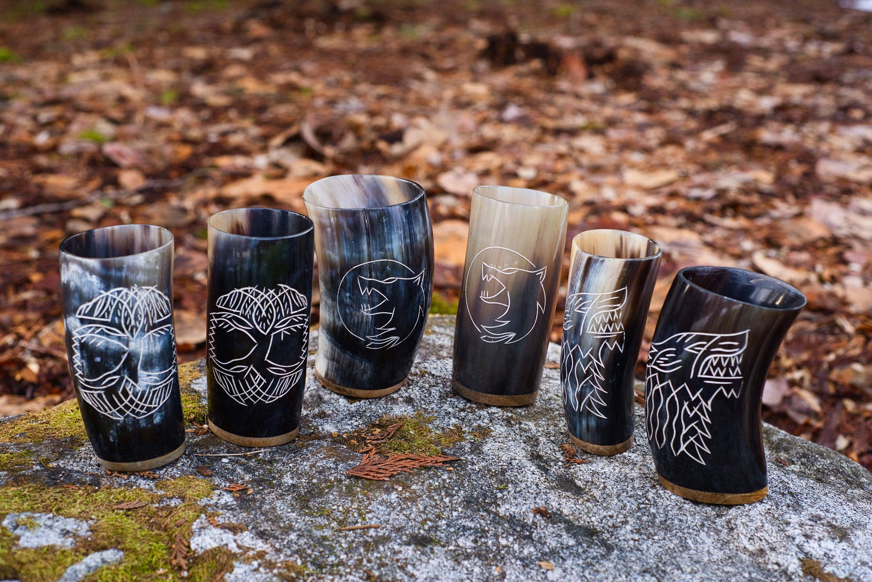 OnlyViking - Wholesale Drinking glass/cup - Hand Carved Drinking Horn Mead Cups | Free Engraving | OnlyV