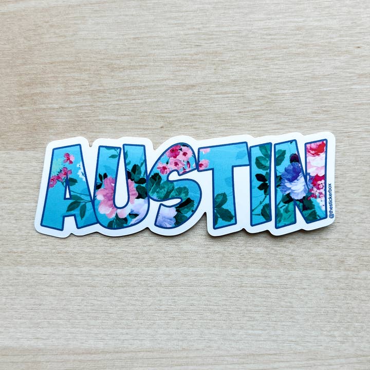„Austin Floral“ klistermærke - Austin Texas klistermærker vandtæt for engroshandel hos The Sticker Box | Texas Inspired Stickers & Magnets